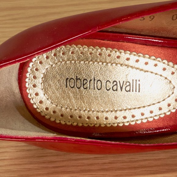 Roberto Cavalli Red Patent Leather Sandals High Heels, Size IT 39, Made in Italy - Picture 4 of 11
